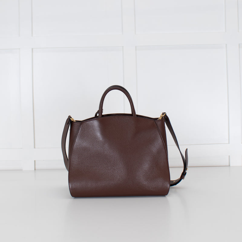 Cocinelle Brown Grained Leather Concrete Shoulder Bag