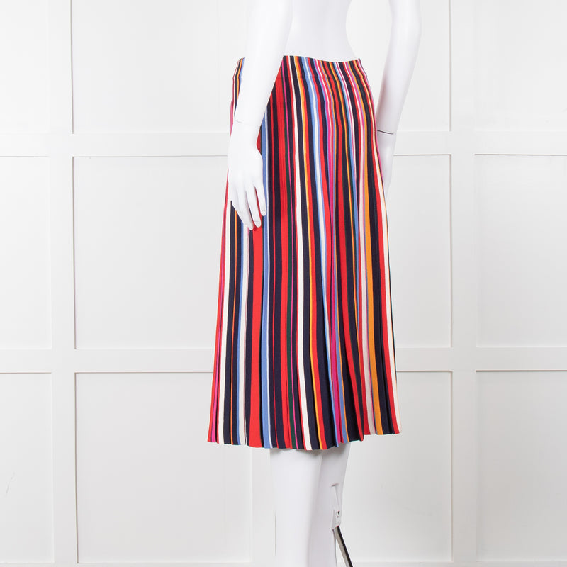 Tory Burch Multi Stripe Knit Pleat Elastic Waist Skirt