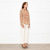 Isabel Marant Etoile Neutral Orange Flower Silk Blend Blouse