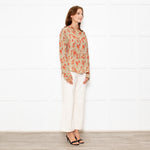 Isabel Marant Etoile Neutral Orange Flower Silk Blend Blouse
