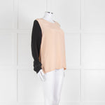 EQUIPMENT Peach Silk Top With Black Long Sleeves