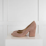 Sergio Rossi Neutral Suede Block Hill Shoes
