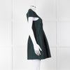 Tibi Dark Green Short Sleeve Dress With Cut Out Panels