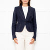 Max Mara Navy Blue Linen Stitch Detail Jacket