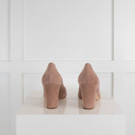 Sergio Rossi Neutral Suede Block Hill Shoes