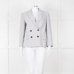 Theory White Checked Double Breasted Blazer