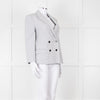 Theory White Checked Double Breasted Blazer