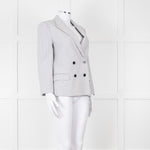 Theory White Checked Double Breasted Blazer