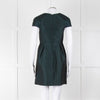 Tibi Dark Green Short Sleeve Dress With Cut Out Panels