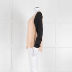 EQUIPMENT Peach Silk Top With Black Long Sleeves