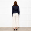 Max Mara Navy Blue Linen Stitch Detail Jacket
