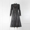Temperley Black Leather Coat Gold Buttons