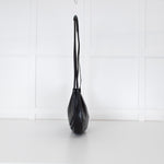 Adolfo Dominguez Black Leather Half Moon Crossbody Bag