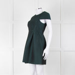 Tibi Dark Green Short Sleeve Dress With Cut Out Panels