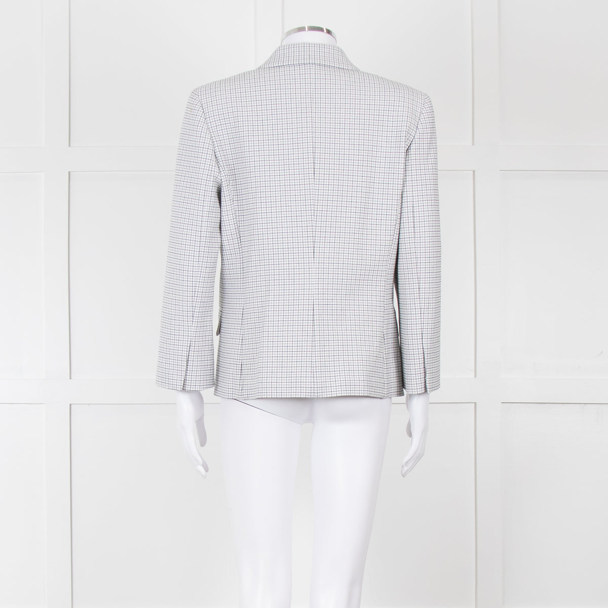 Theory White Checked Double Breasted Blazer