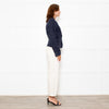 Max Mara Navy Blue Linen Stitch Detail Jacket