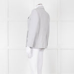 Theory White Checked Double Breasted Blazer