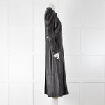Temperley Black Leather Coat Gold Buttons