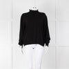 REPEAT Black Wool Mix Jumper With Fluted Turtle Neck