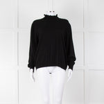 REPEAT Black Wool Mix Jumper With Fluted Turtle Neck
