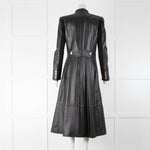 Temperley Black Leather Coat Gold Buttons