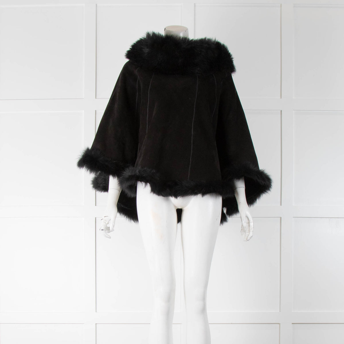 Dom Goor Black Sheepskin Poncho