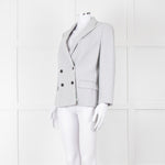 Theory White Checked Double Breasted Blazer