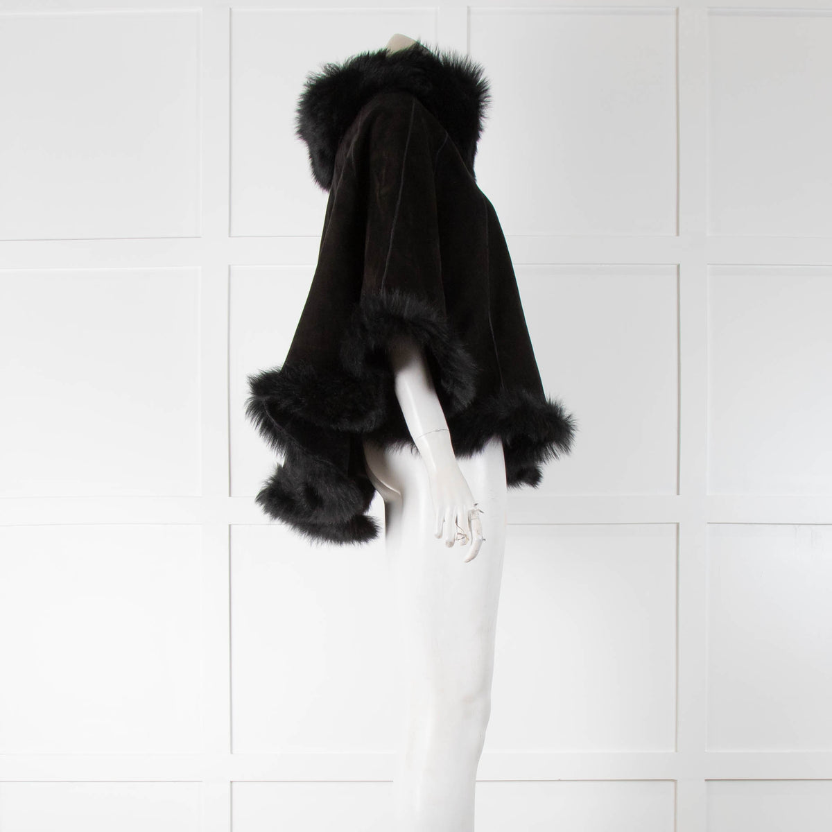 Dom Goor Black Sheepskin Poncho