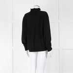 REPEAT Black Wool Mix Jumper With Fluted Turtle Neck