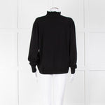 REPEAT Black Wool Mix Jumper With Fluted Turtle Neck