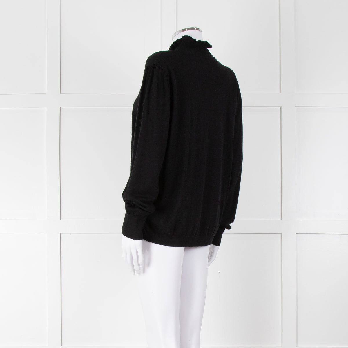 REPEAT Black Wool Mix Jumper With Fluted Turtle Neck