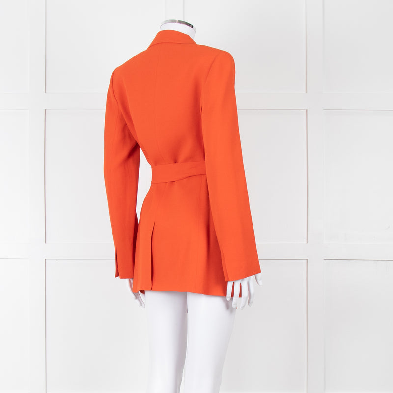Theory Orange Fluid Blazer With Tie Belt