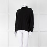 REPEAT Black Wool Mix Jumper With Fluted Turtle Neck