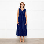 Rails Navy Blue Shirred Waist Sleeveless Midi Dress
