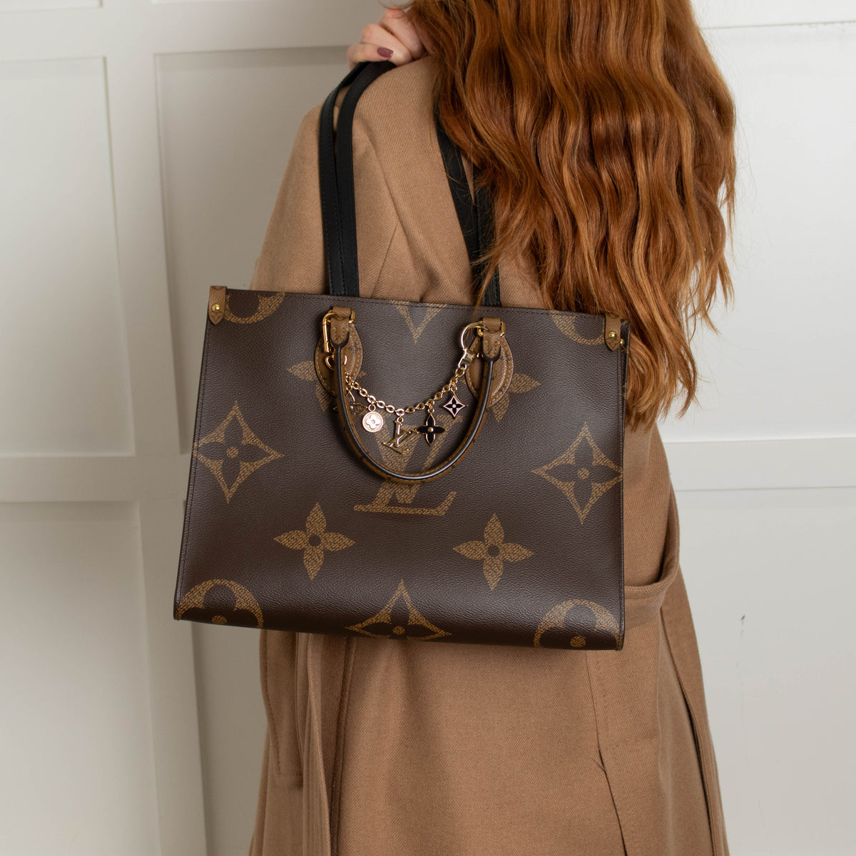 Louis Vuitton Brown Monogram OnTheGo MM Bag With Bag Charm