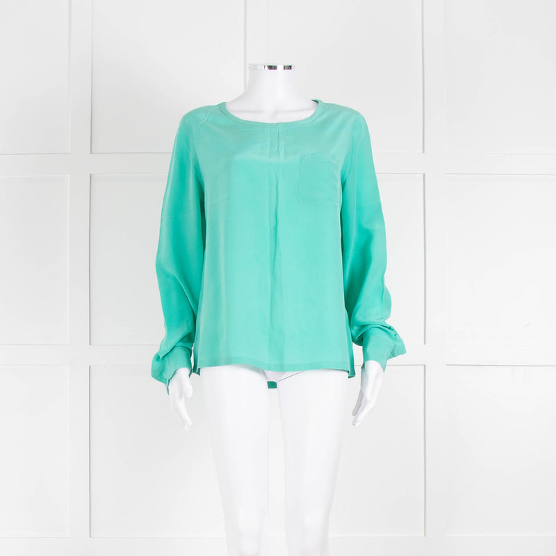 EQUIPMENT Turquoise Silk Long Sleeve Blouse