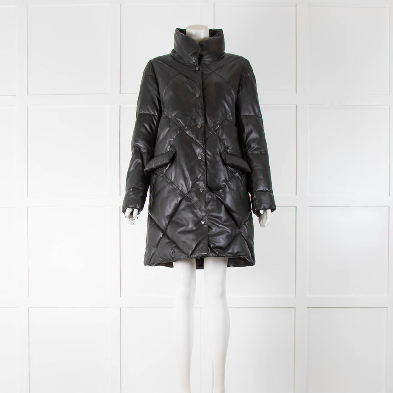 Max & Moi Black Leather Down Coat