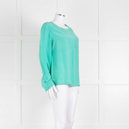 EQUIPMENT Turquoise Silk Long Sleeve Blouse