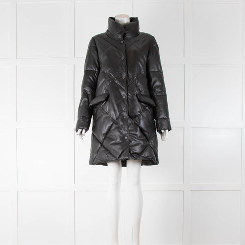 Max & Moi Black Leather Down Coat