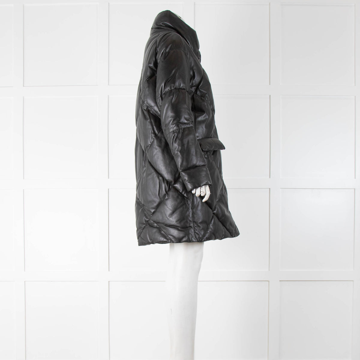 Max & Moi Black Leather Down Coat