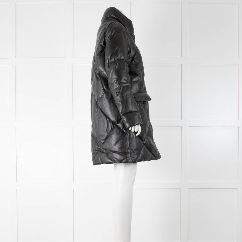 Max & Moi Black Leather Down Coat
