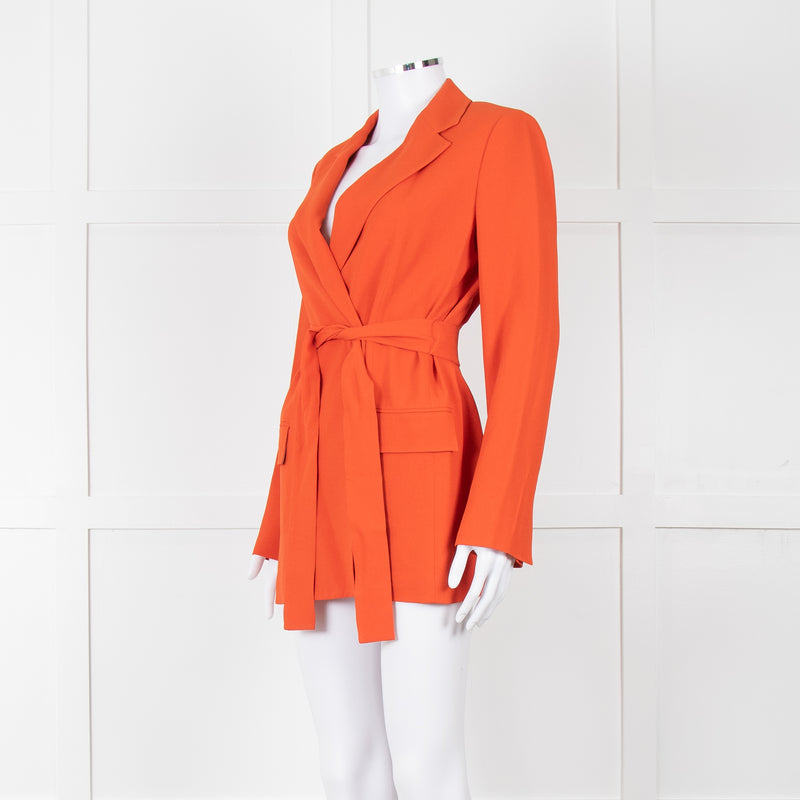 Theory Orange Fluid Blazer With Tie Belt