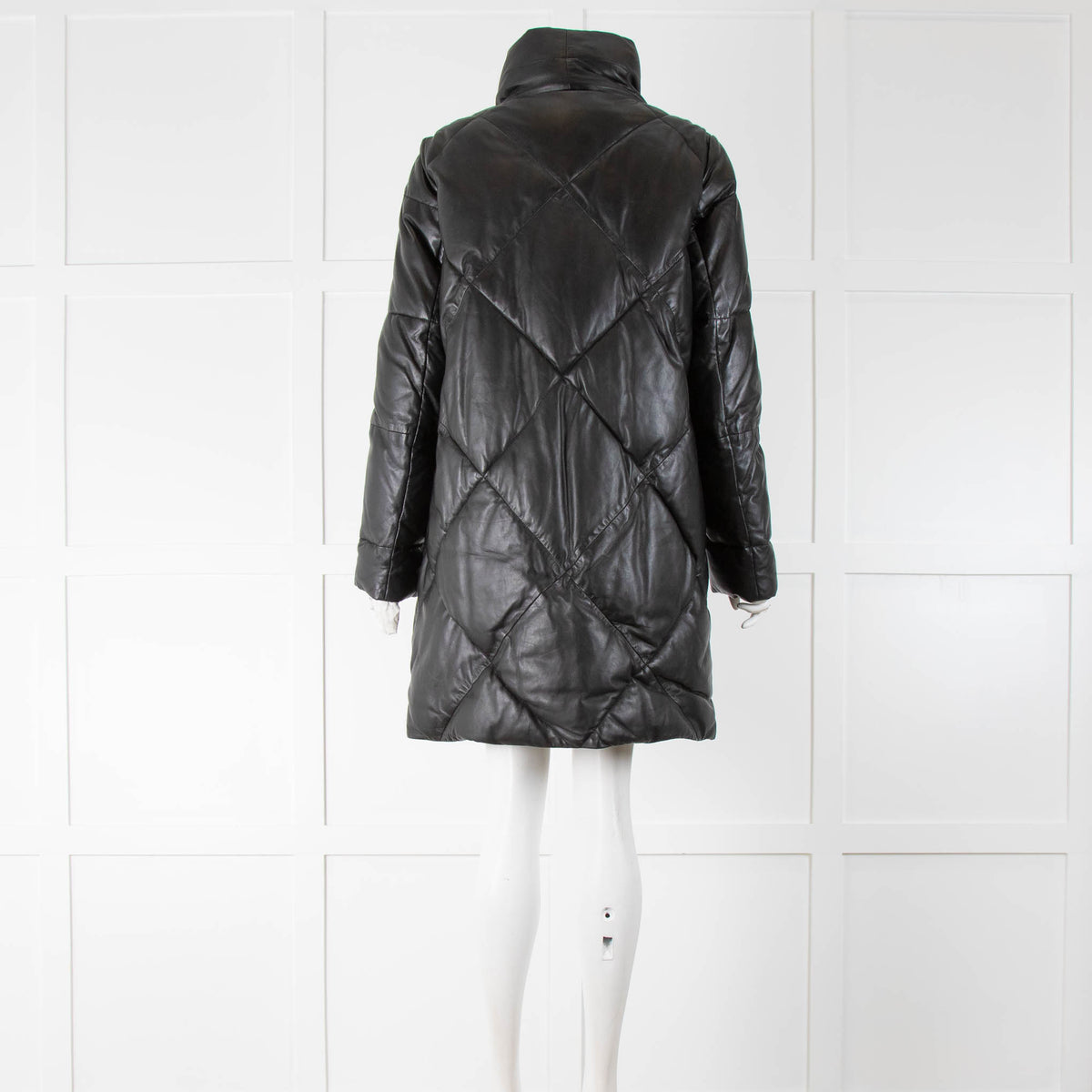 Max & Moi Black Leather Down Coat