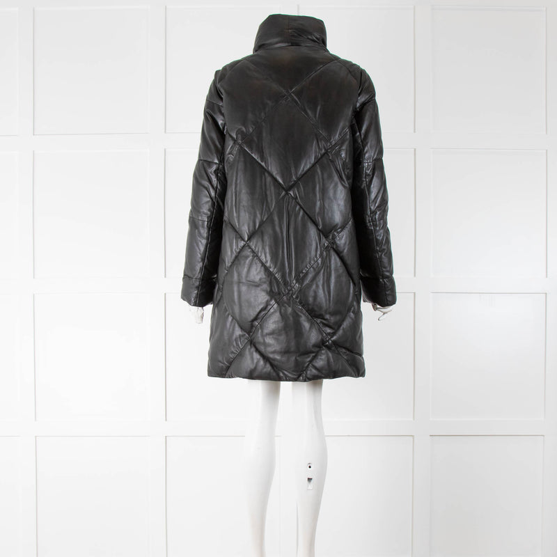 Max & Moi Black Leather Down Coat