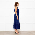 Rails Navy Blue Shirred Waist Sleeveless Midi Dress