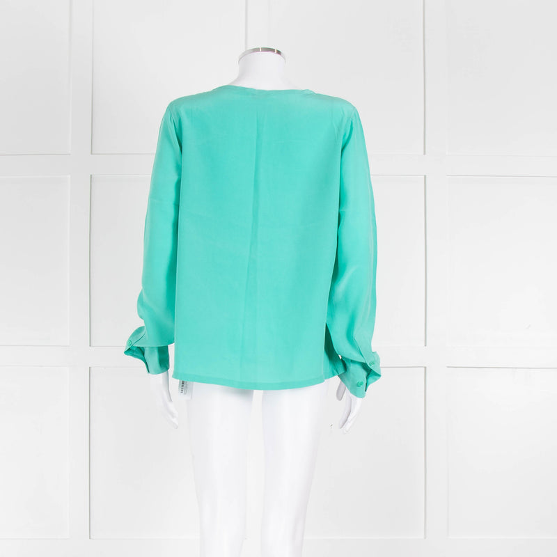 EQUIPMENT Turquoise Silk Long Sleeve Blouse