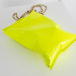 Anya Hindmarch Neon Green Metal Crisp Packet Clutch Bag