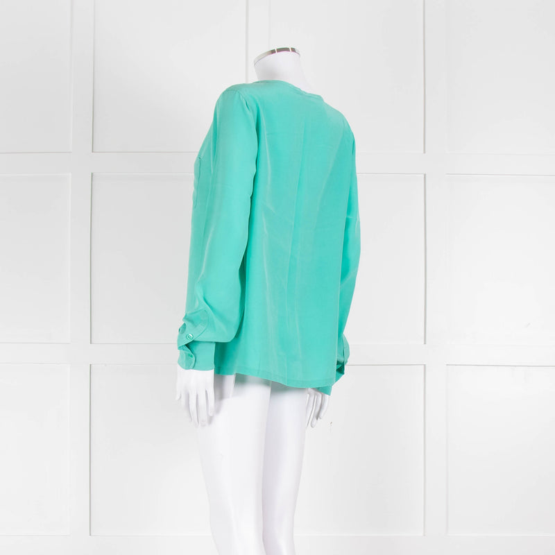 EQUIPMENT Turquoise Silk Long Sleeve Blouse