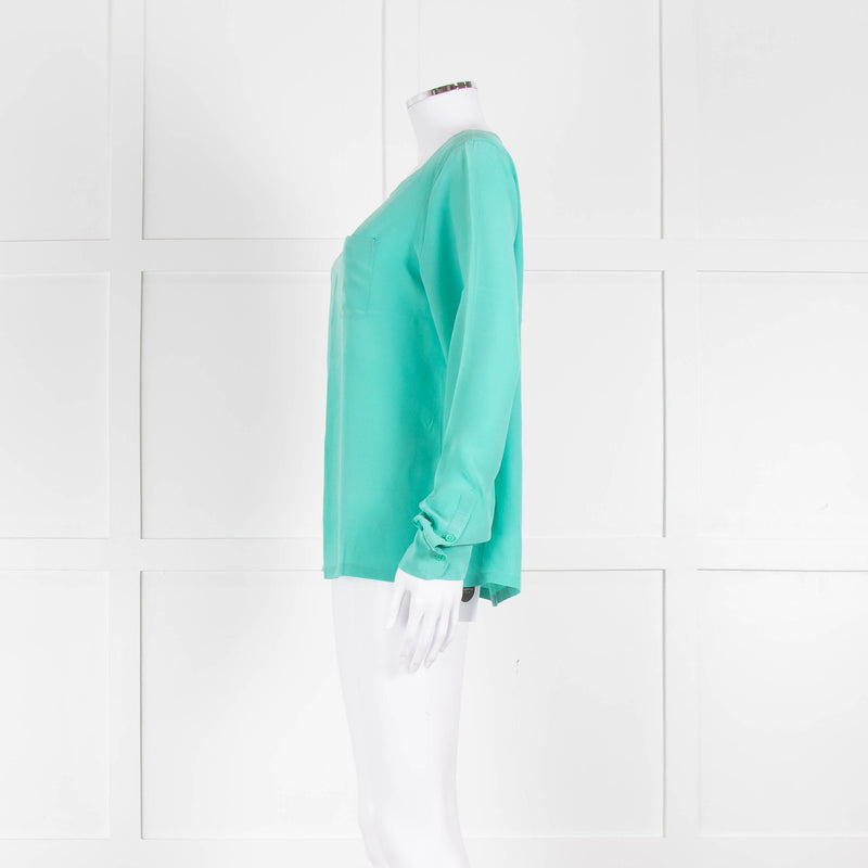 EQUIPMENT Turquoise Silk Long Sleeve Blouse