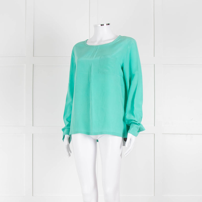 EQUIPMENT Turquoise Silk Long Sleeve Blouse